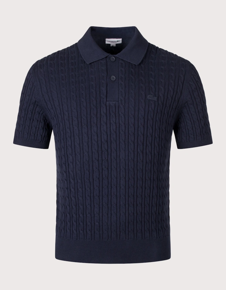 Regular Fit Cable Knitted Polo Shirt