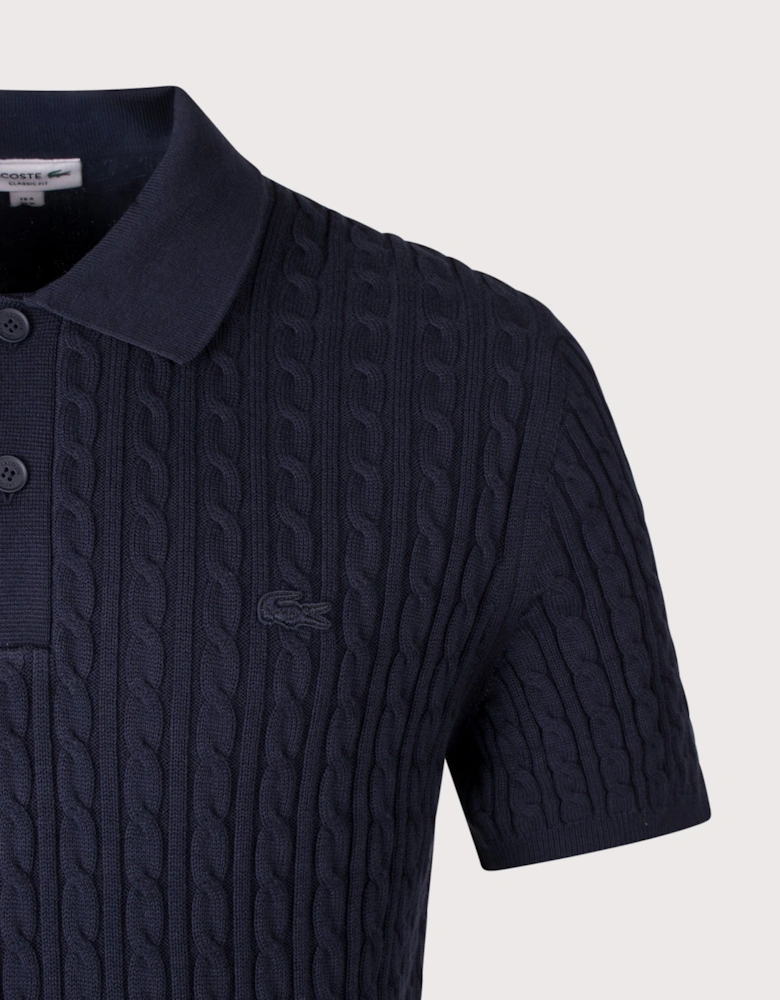 Regular Fit Cable Knitted Polo Shirt