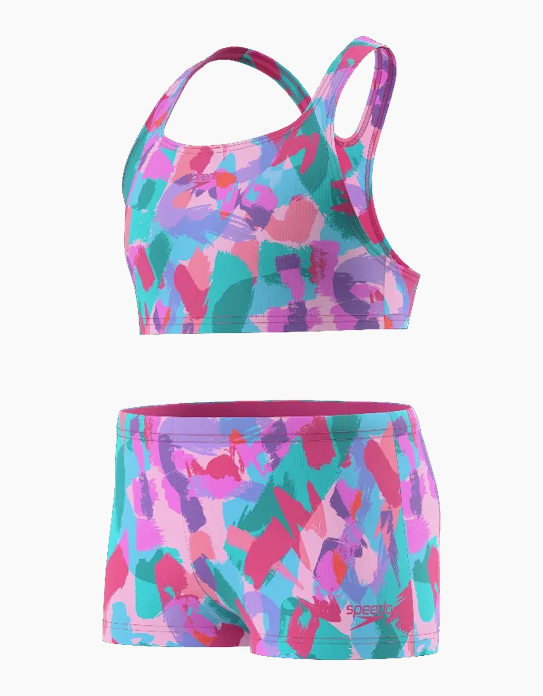 Speedo Girls Painted Effect Endurasoft Racerback Bikini Set