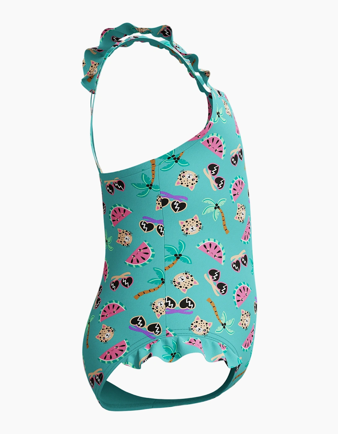 Speedo Girls Digital Frill One Piece Swimsuit