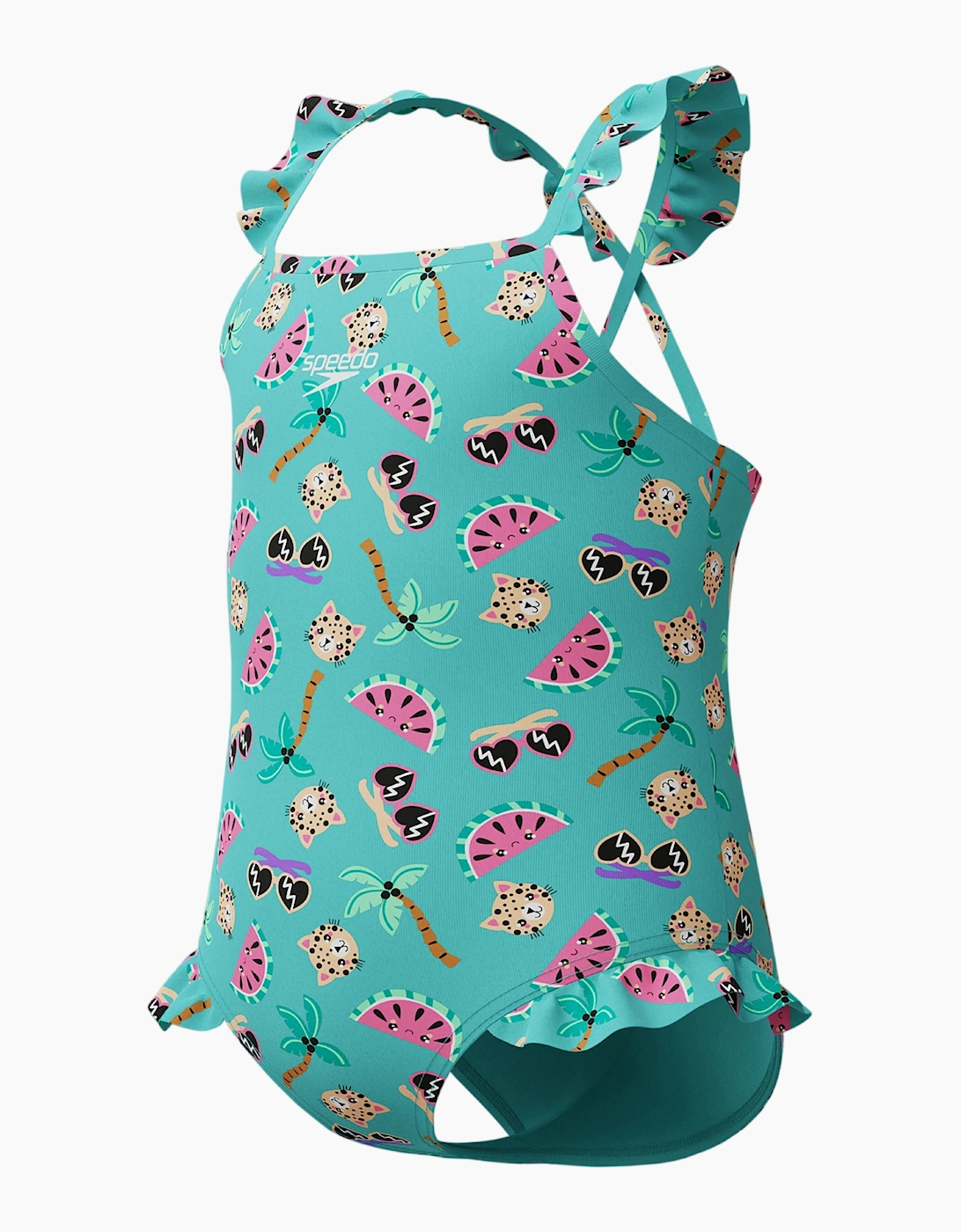 Speedo Girls Digital Frill One Piece Swimsuit