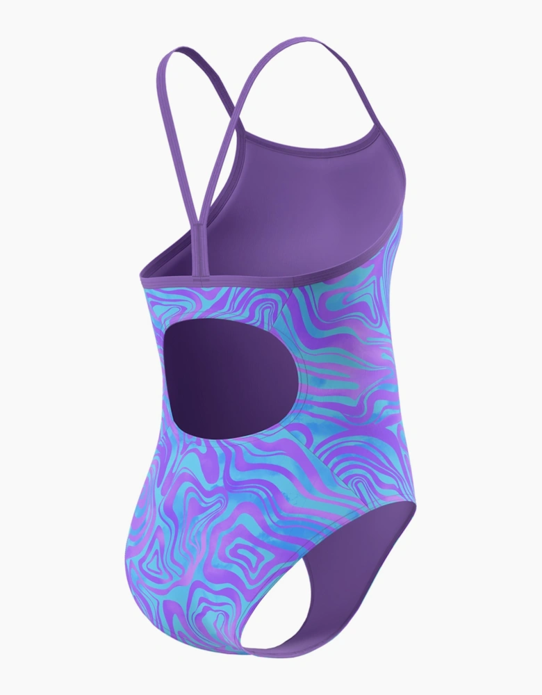 Speedo Girls Printed Thin Strap One Piece Swimsuit