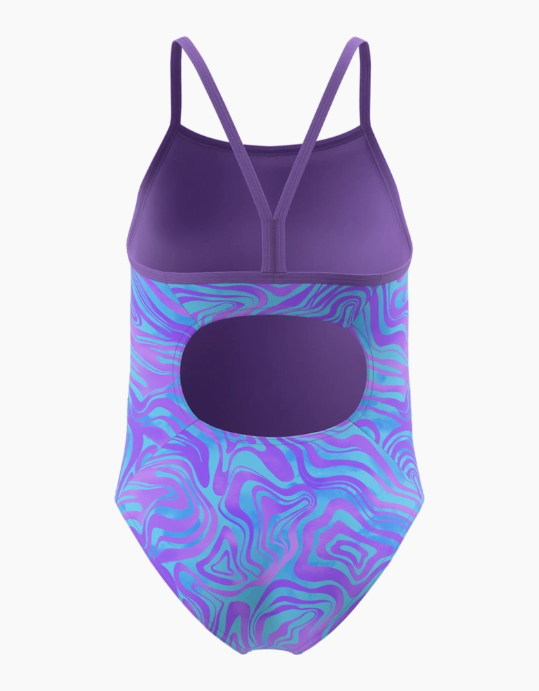 Speedo Girls Printed Thin Strap One Piece Swimsuit