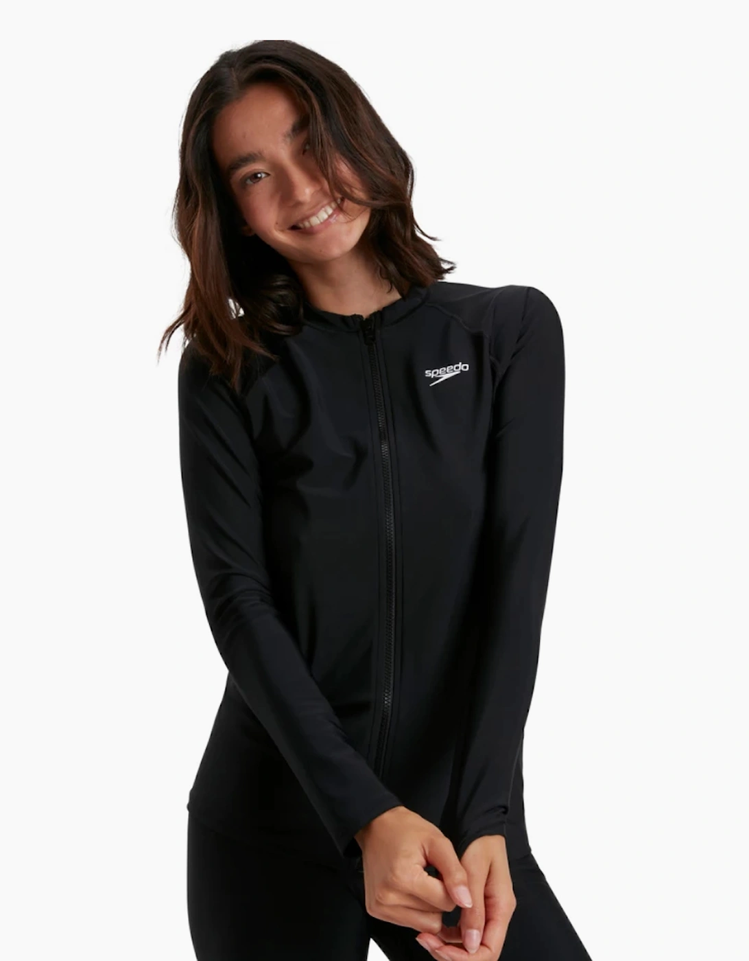 Speedo Womens/Ladies Zipped Long-Sleeved Rash Guard