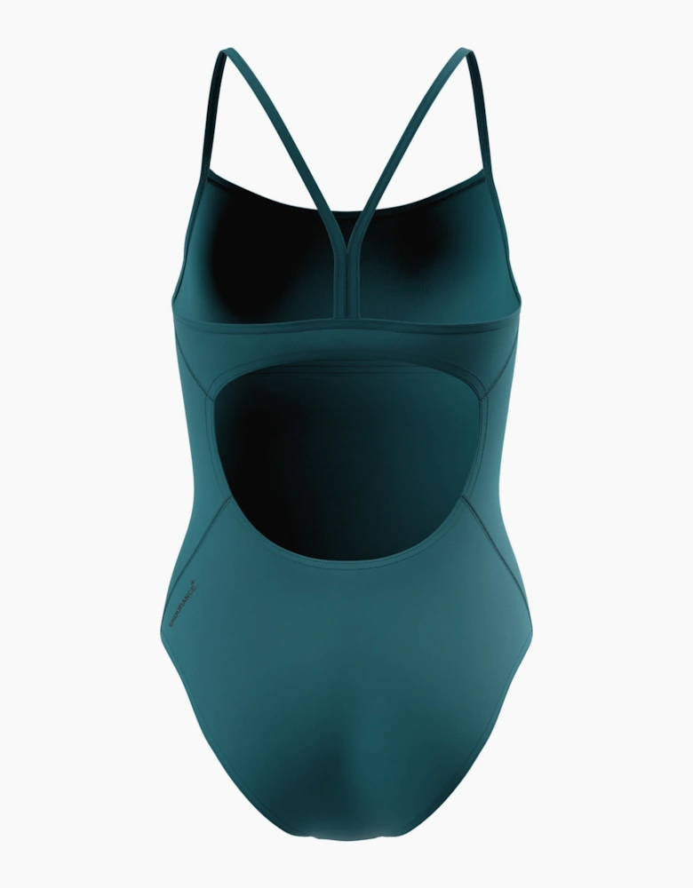 Speedo Womens/Ladies Logo Endurance+ Thin Strap One Piece Swimsuit