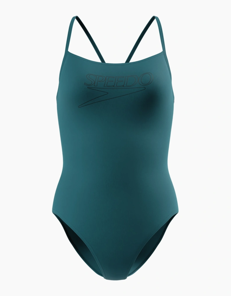 Speedo Womens/Ladies Logo Endurance+ Thin Strap One Piece Swimsuit