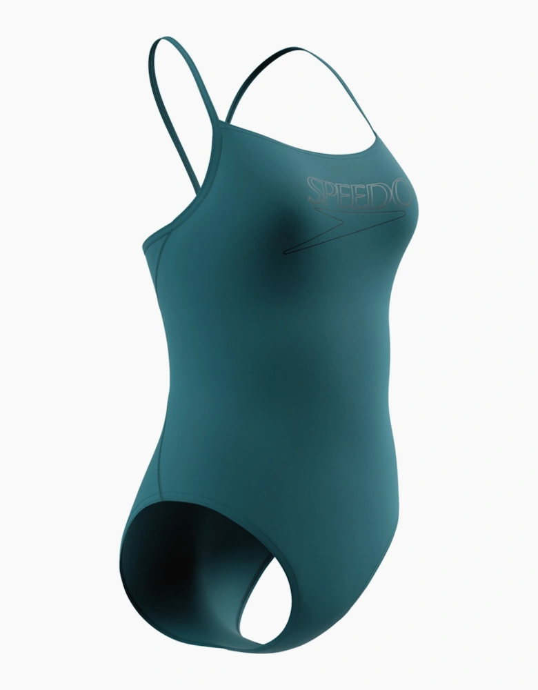 Speedo Womens/Ladies Logo Endurance+ Thin Strap One Piece Swimsuit