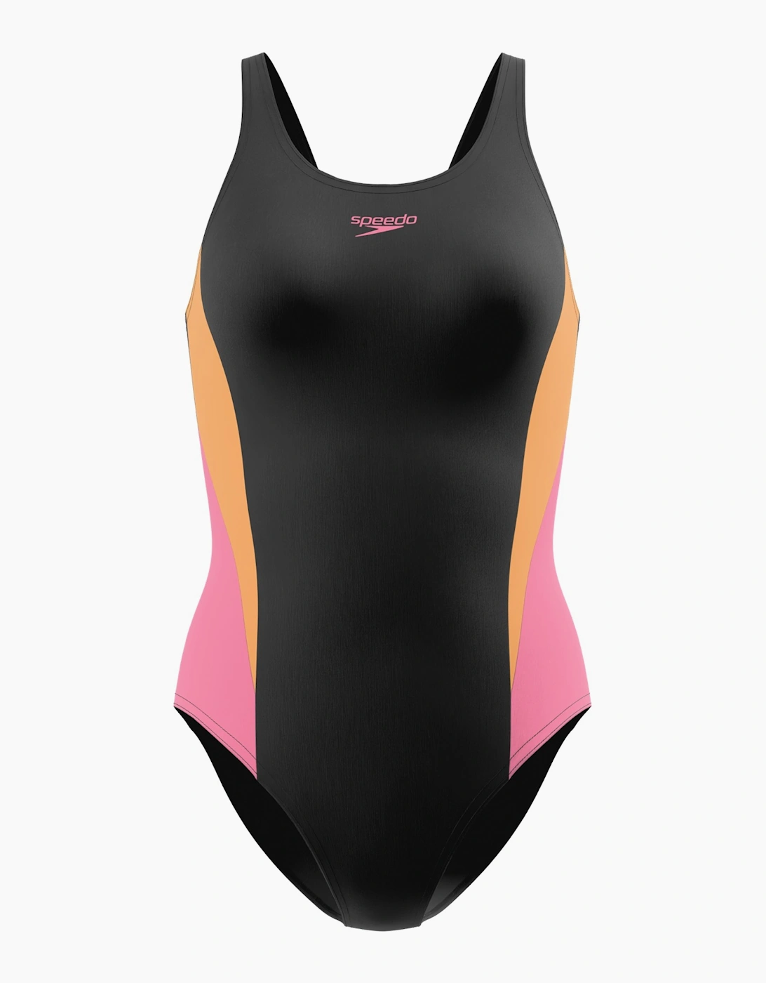 Speedo Women's Black Splice 2.0 Colour Block One Piece Swimsuit In | Size: 8 - Image 2