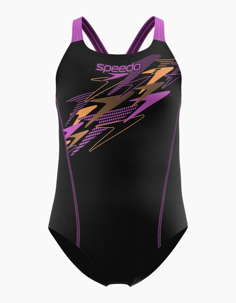 Speedo Girls Medley Stitched Panel One Piece Swimsuit