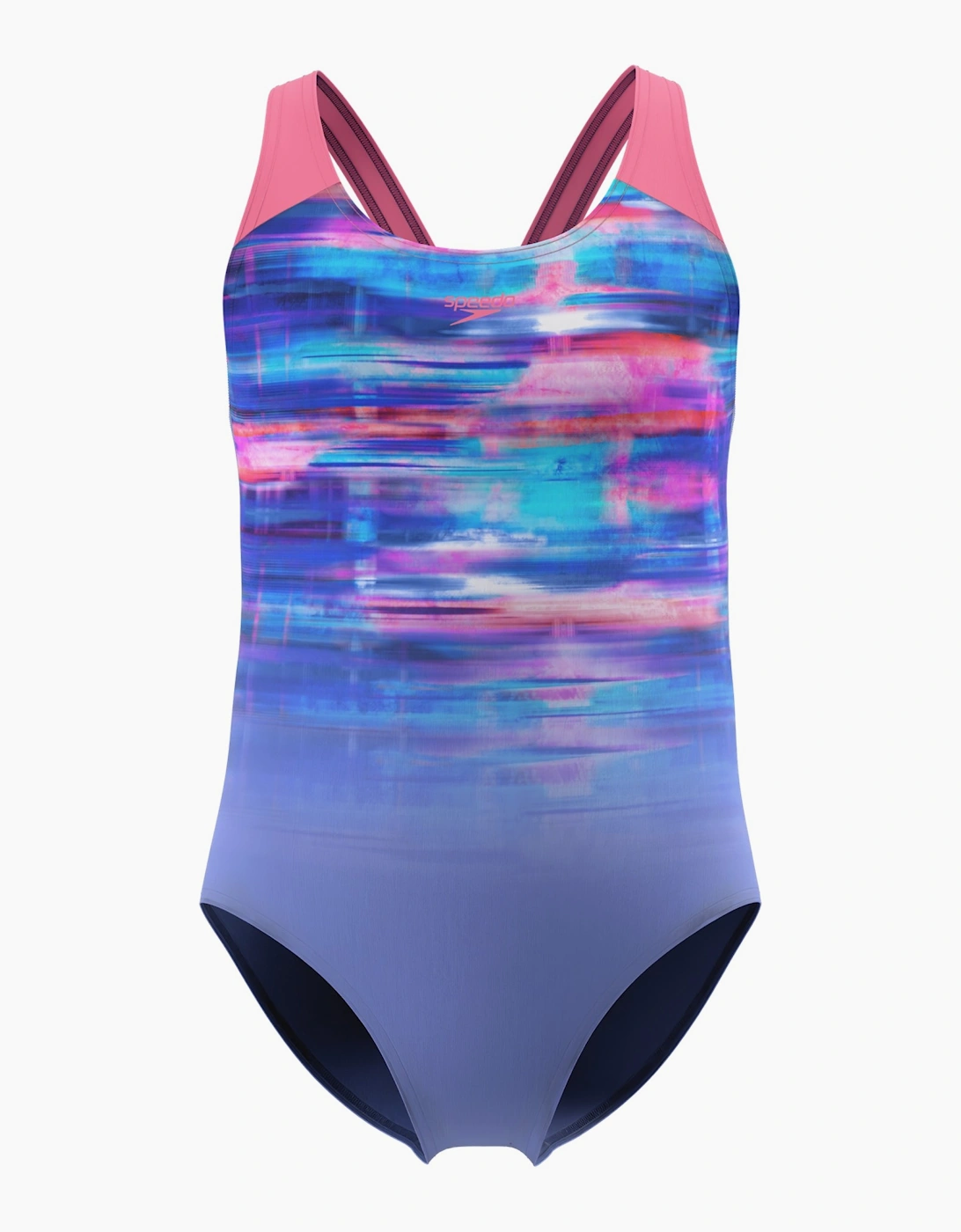 Speedo Girls Blur Paint Endurance+ Splashback One Piece Swimsuit