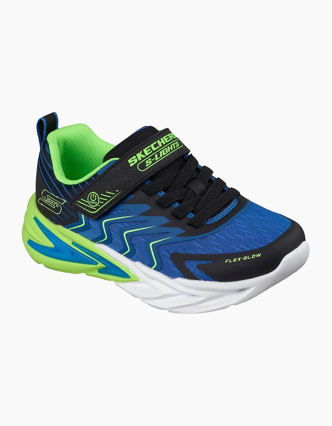 Skechers Flex-Glow Ultra Prism-Pacer Boy's Black & Blue/Lime Trainers