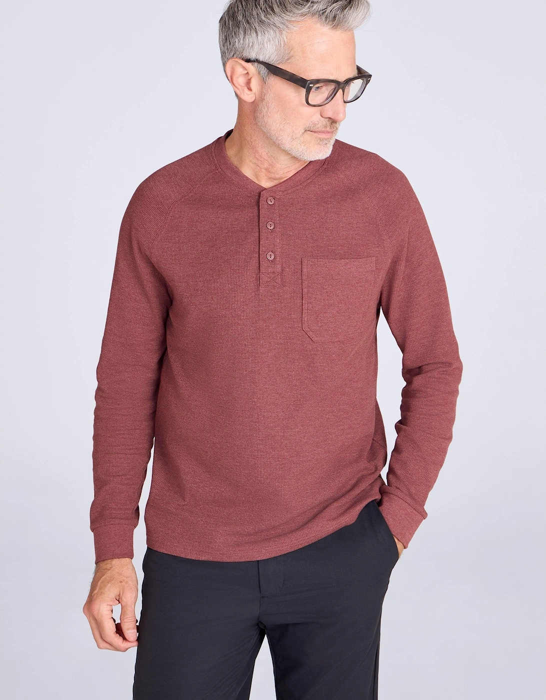 Mountain Warehouse Mens Selby Waffle Henley T-Shirt