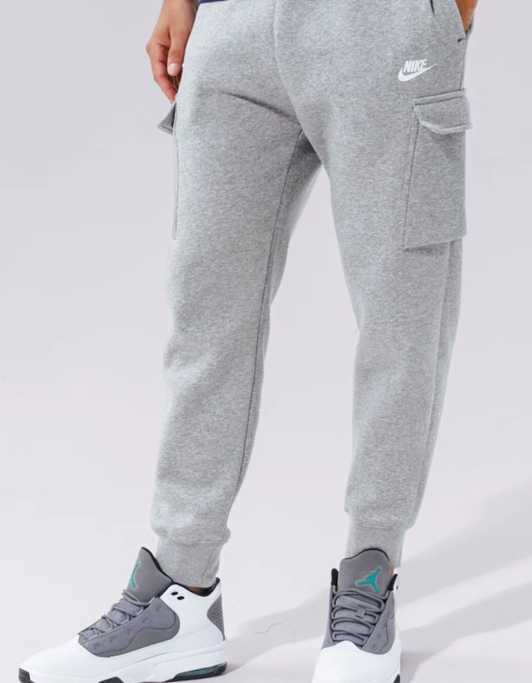 Nike Mens Sportswear Club Fleece Cargo Joggers in Grey