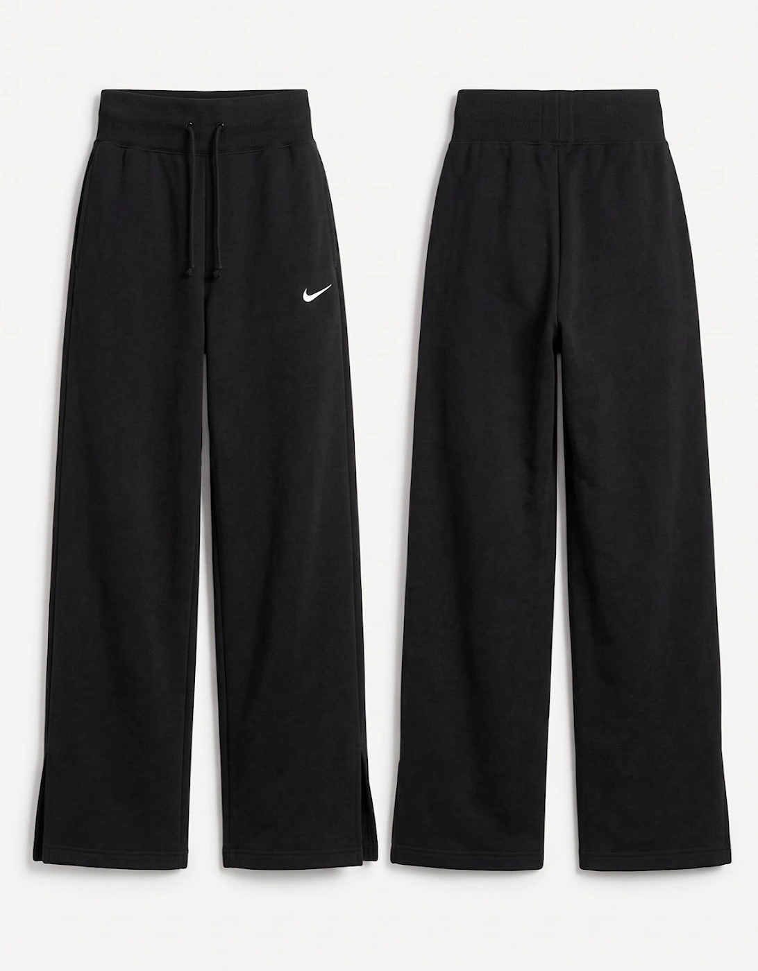 Nike Womens Phoenix Fleece Wide Leg Joggers in Black