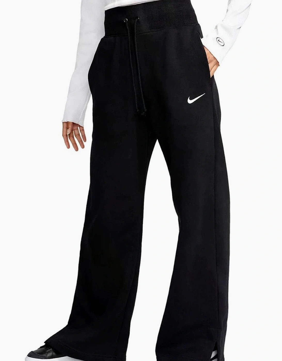 Nike Womens Phoenix Fleece Wide Leg Joggers in Black
