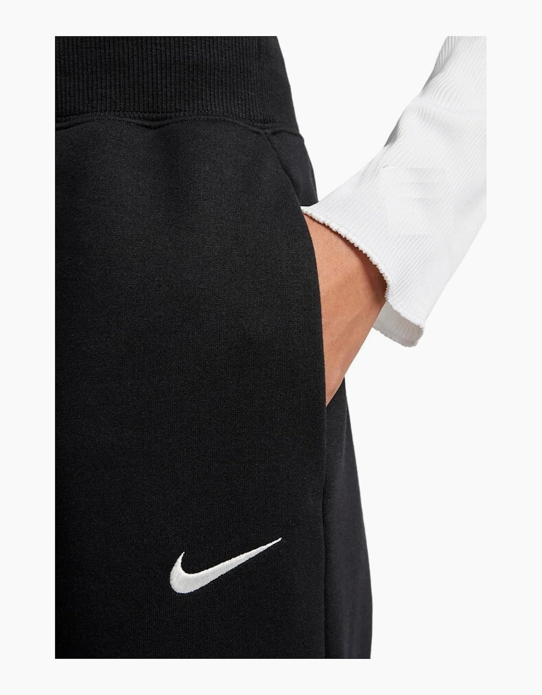 Nike Womens Phoenix Fleece Wide Leg Joggers in Black