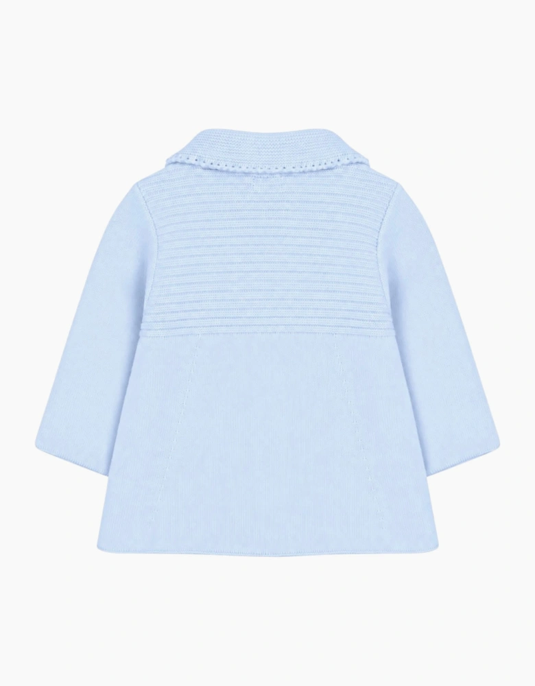 Pale Blue Knit Long Cardigan Coat