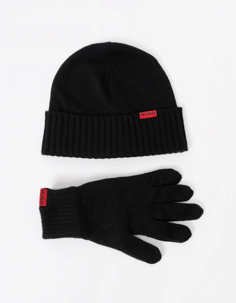 HUGO Xanti Mens Beanie and Gloves Gift Set - Black 001
