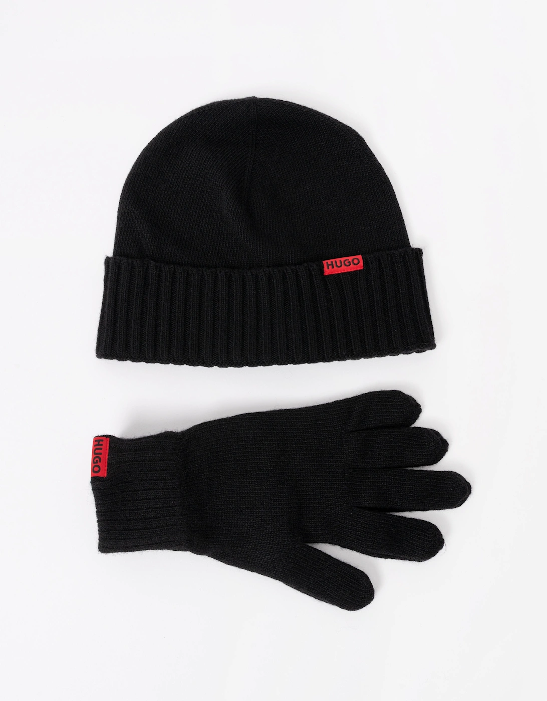 HUGO Xanti Mens Beanie and Gloves Gift Set - Black 001