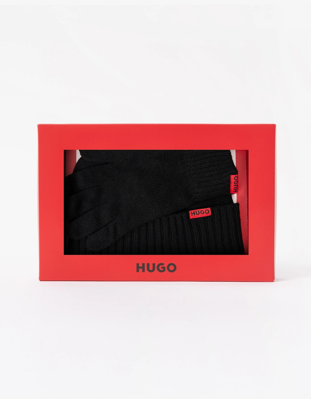 HUGO Xanti Mens Beanie and Gloves Gift Set - Black 001