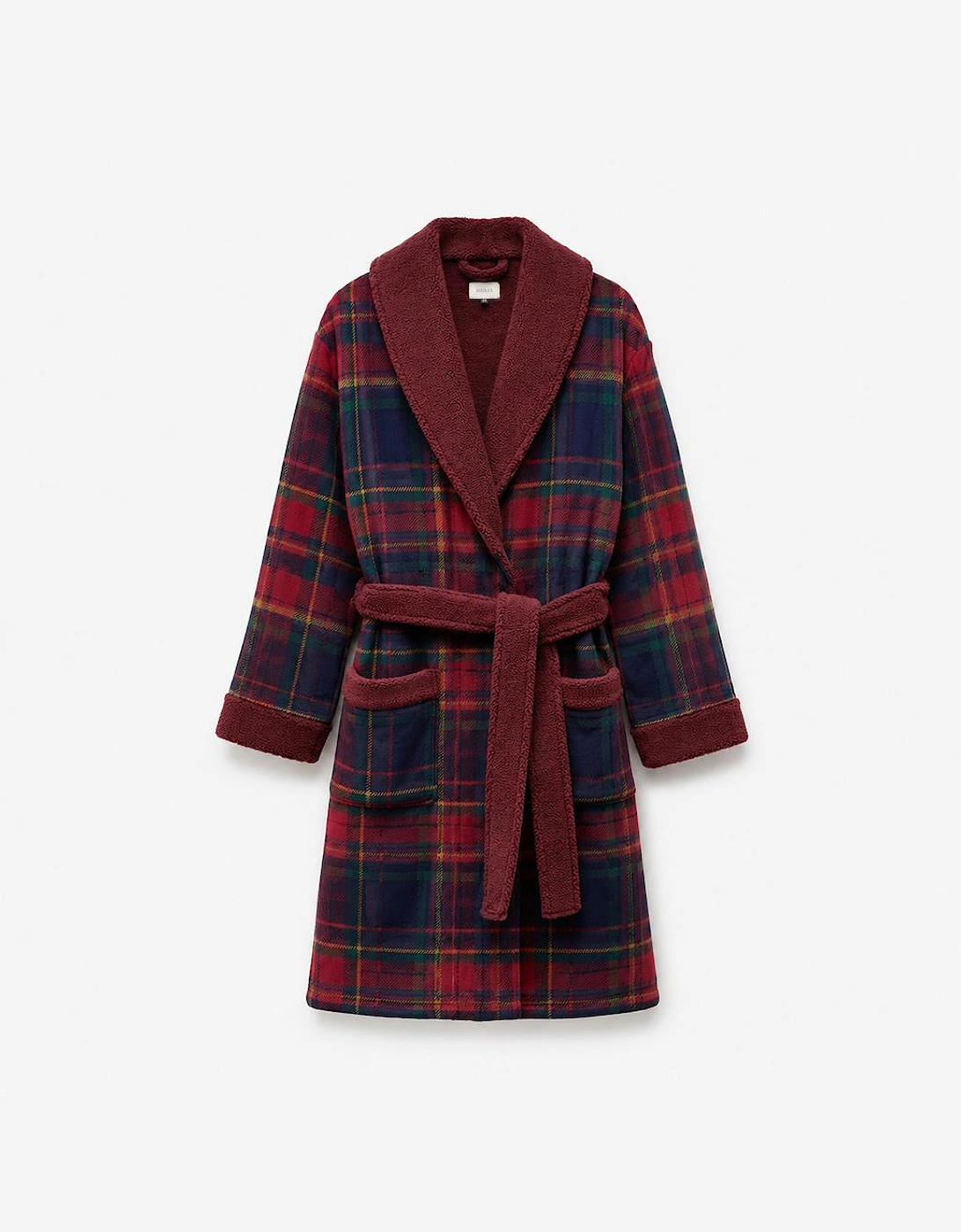 Joules Y95856 MONTAGUE Mens Robe Burgundy Red Mens Bathrobe Burgundy Red