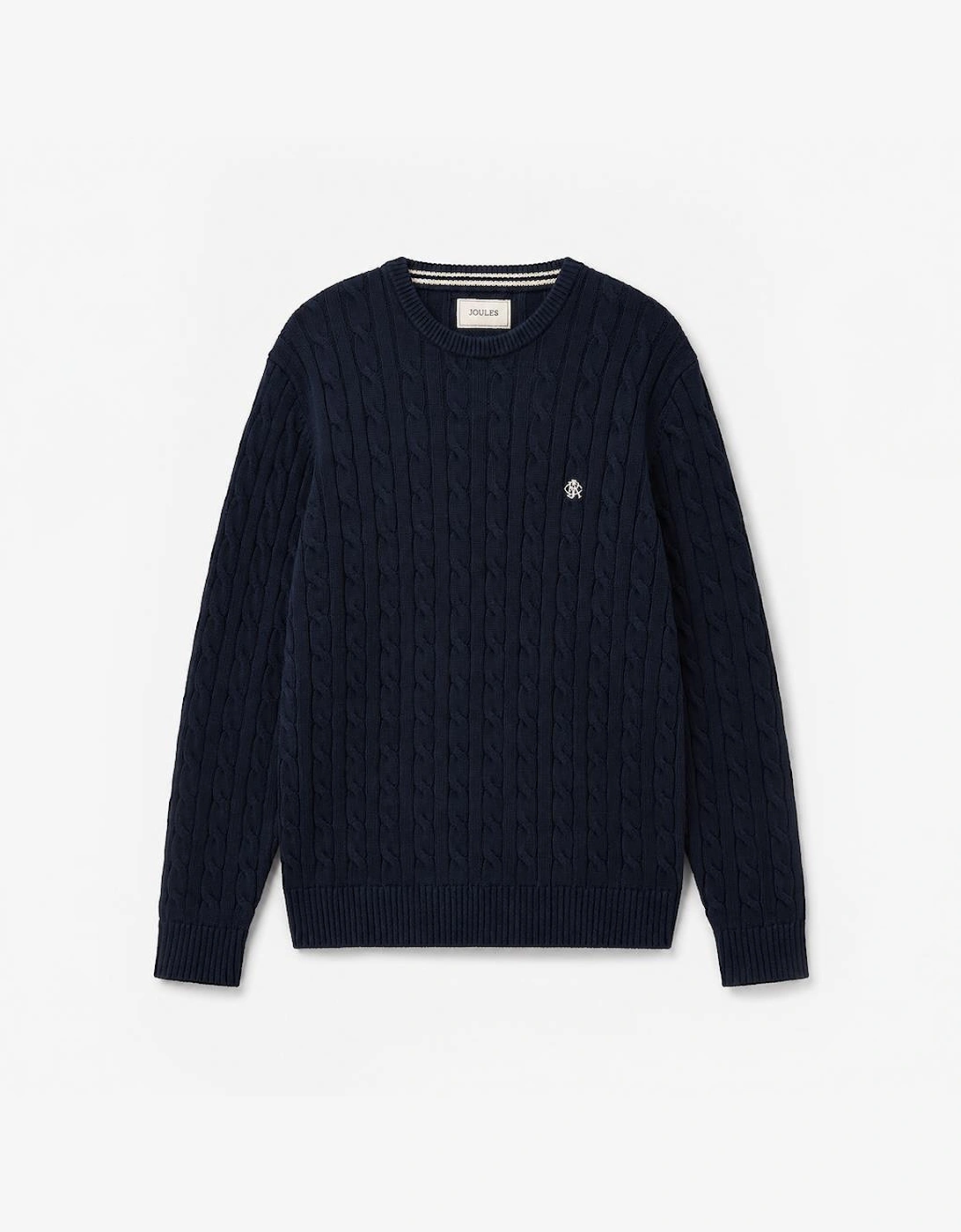 Joules Mens Cable Knit Crew Neck Jumper, Navy, Size L, Men - Image 3