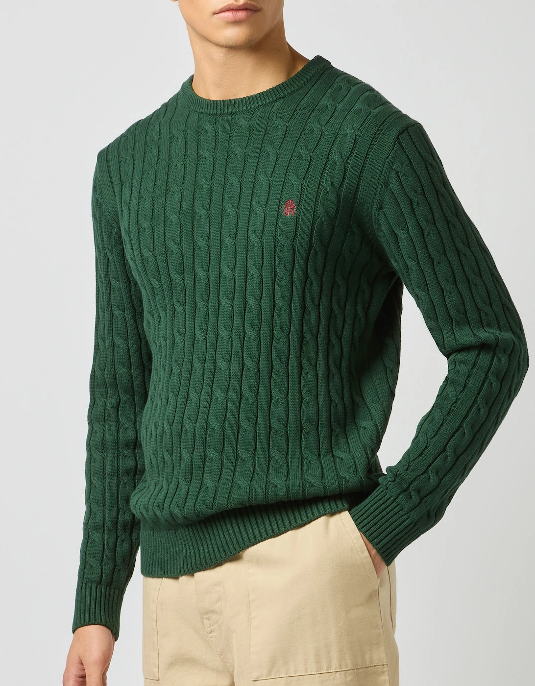 Joules CABLE CREW Mens Sweater Green