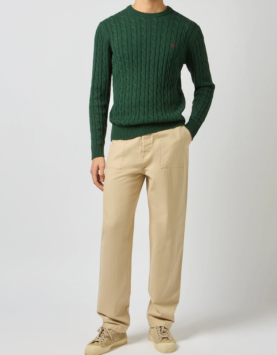 Joules CABLE CREW Mens Sweater Green