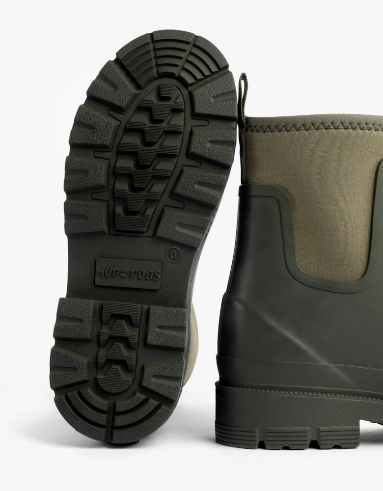 Mud Dogs BROOKE Womens Ankle Neoprene Wellies Dark Green