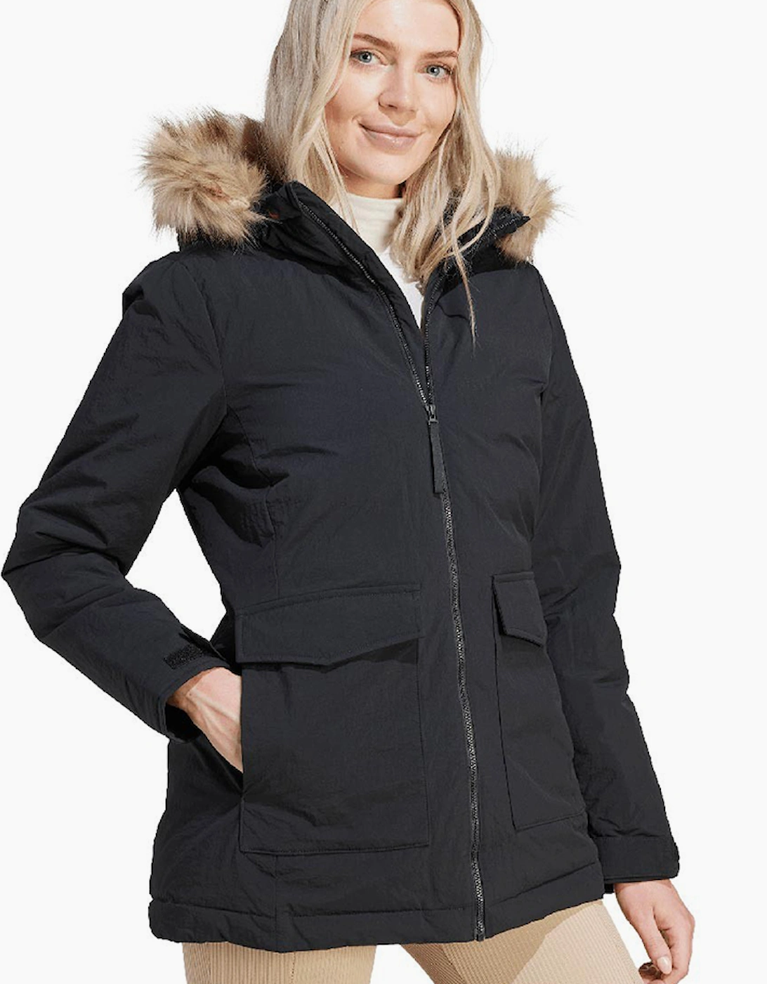 Adidas Womens Hooded Fur Parka Jacket