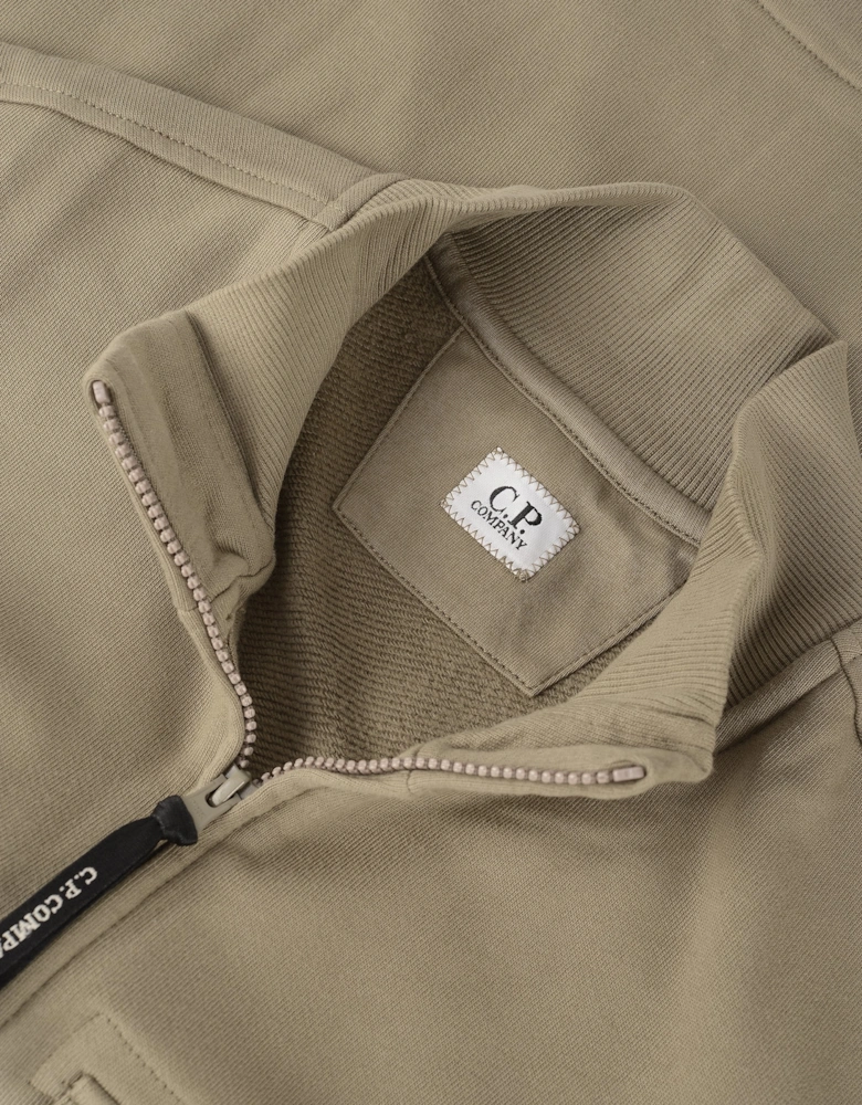 Diagonal Raised Zip Lens Sweatshirt Taupe