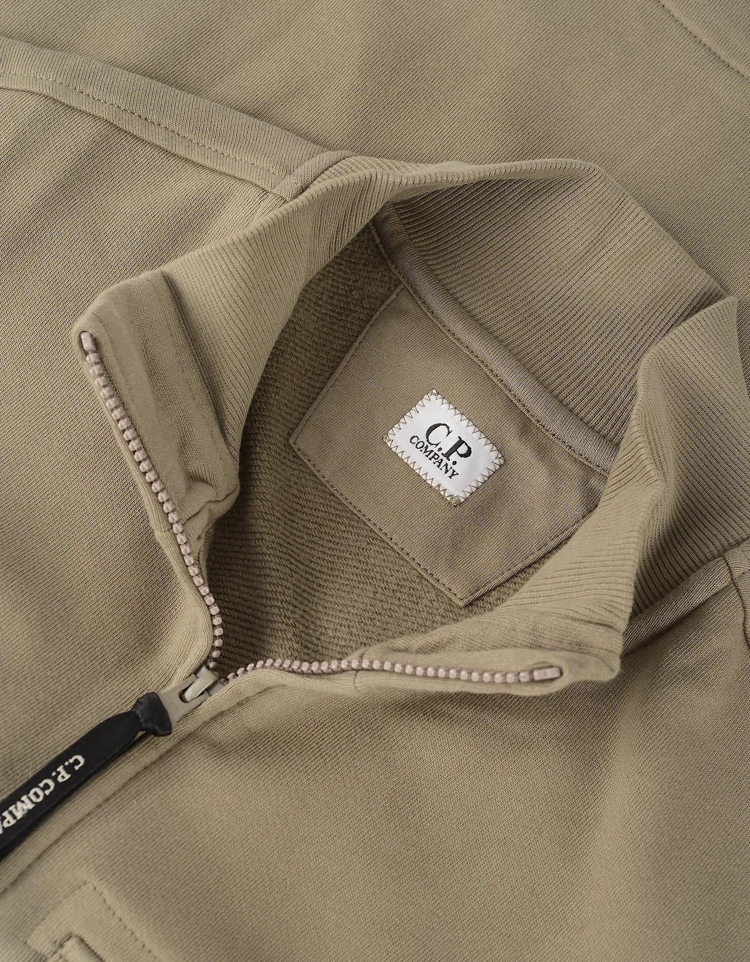 Diagonal Raised Zip Lens Sweatshirt Taupe