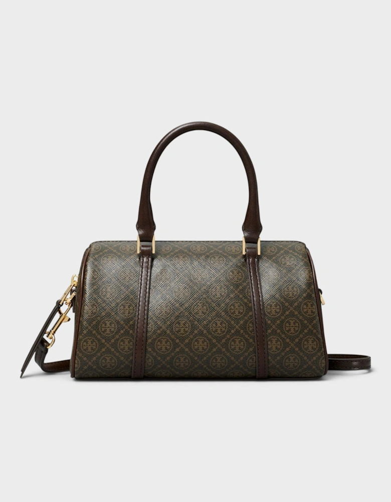 T Monogram Coated Canvas Mini Barrel Bag French Press Brown