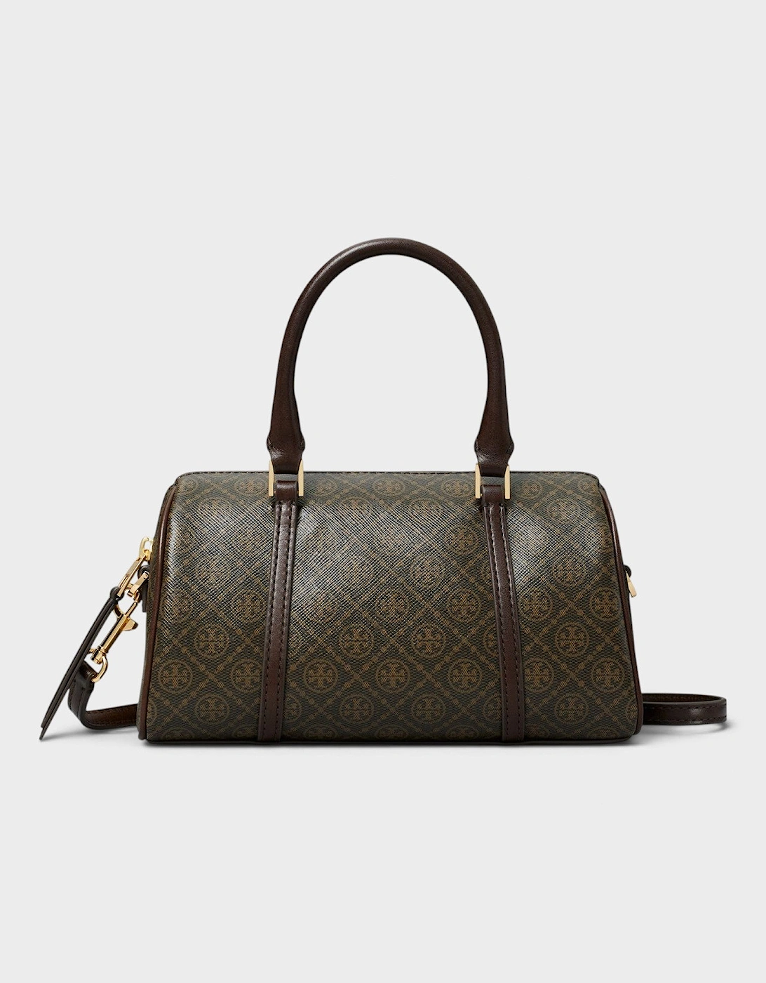 T Monogram Coated Canvas Mini Barrel Bag French Press Brown