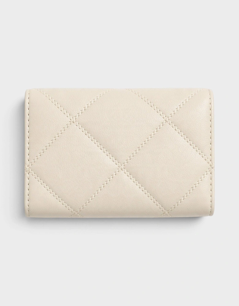 Willa Quilted Card Case Wallet Cream