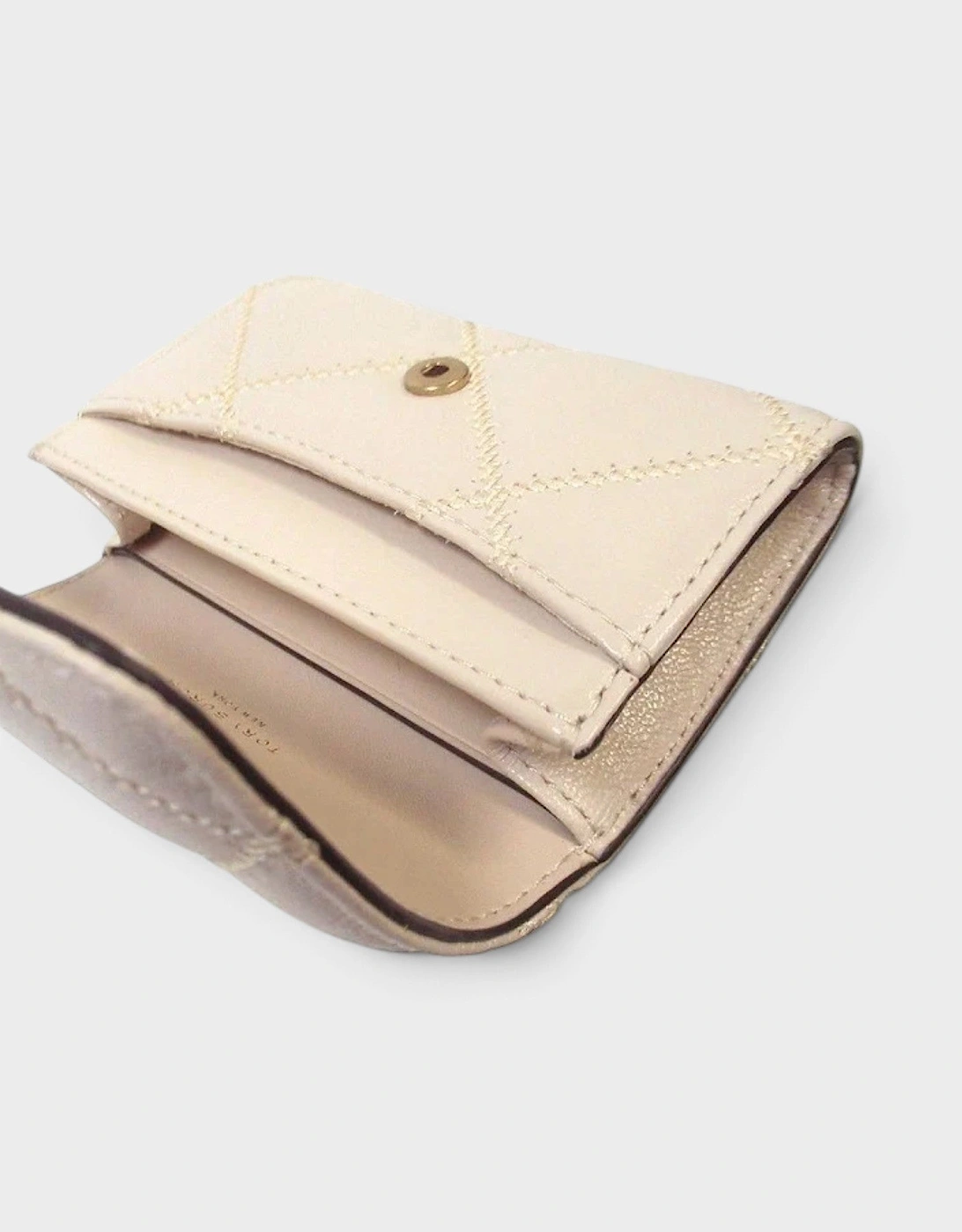 Willa Quilted Card Case Wallet Cream