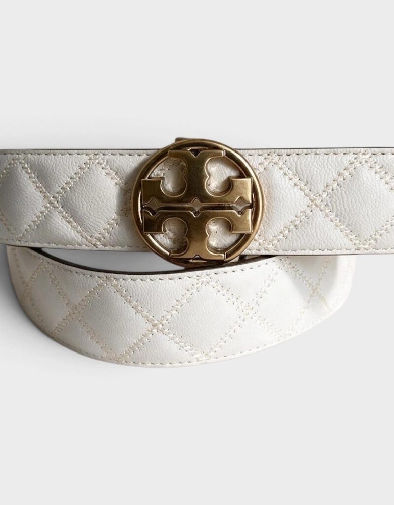 Willa Glazed Skinny Quilted Belt Ivory Gold