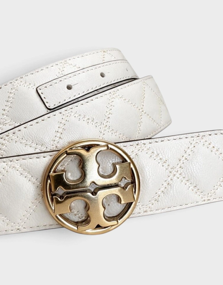 Willa Glazed Skinny Quilted Belt Ivory Gold