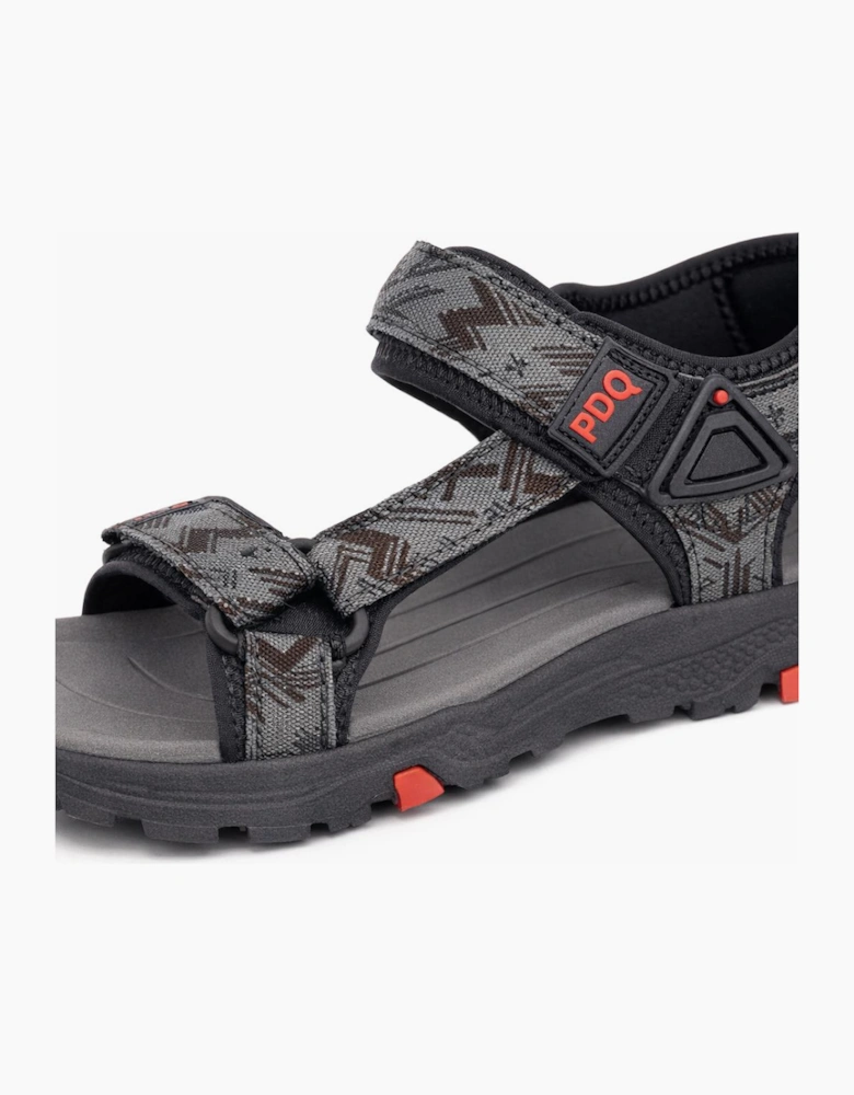 PDQ TRENT Mens Hiking & Trail Sandals Grey/Black