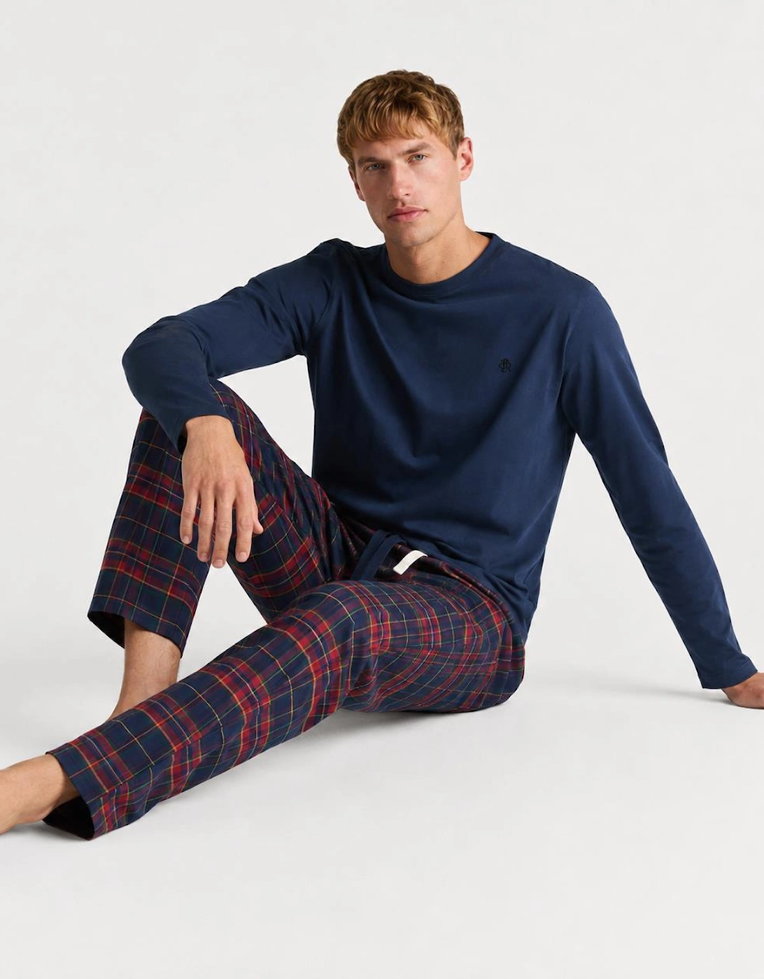 Joules G66095 DOZER LONG Mens Pyjama Set Navy/Burgundy Mens  Navy/Burgundy