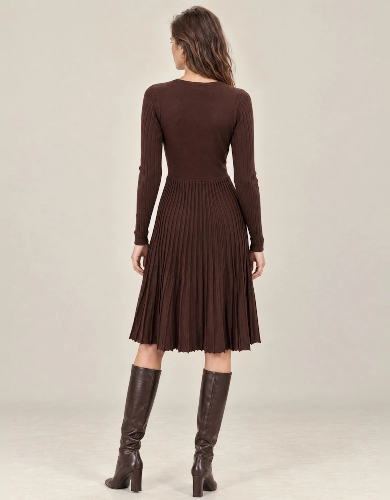 Brown Wrap Knit Dress