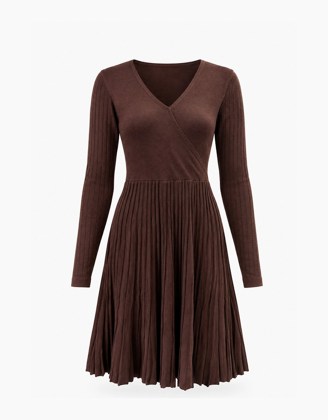 Brown Wrap Knit Dress