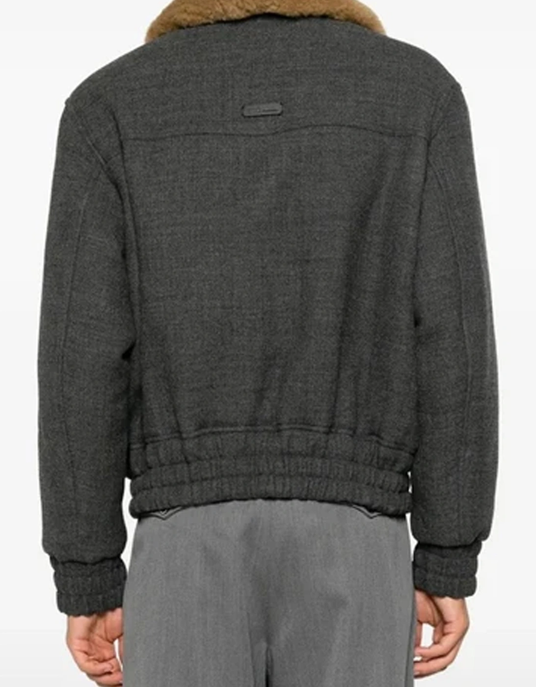 Wool Sherling Collar Jacket Grey