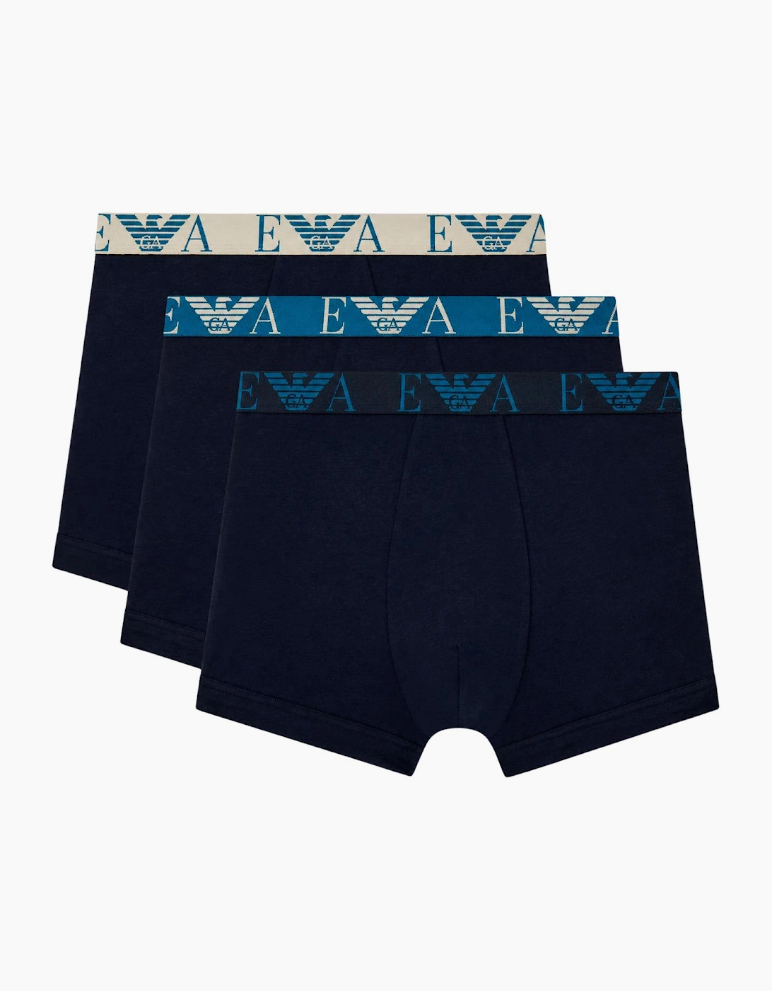 3-Pack Multi-Band Navy Boxer Trunks