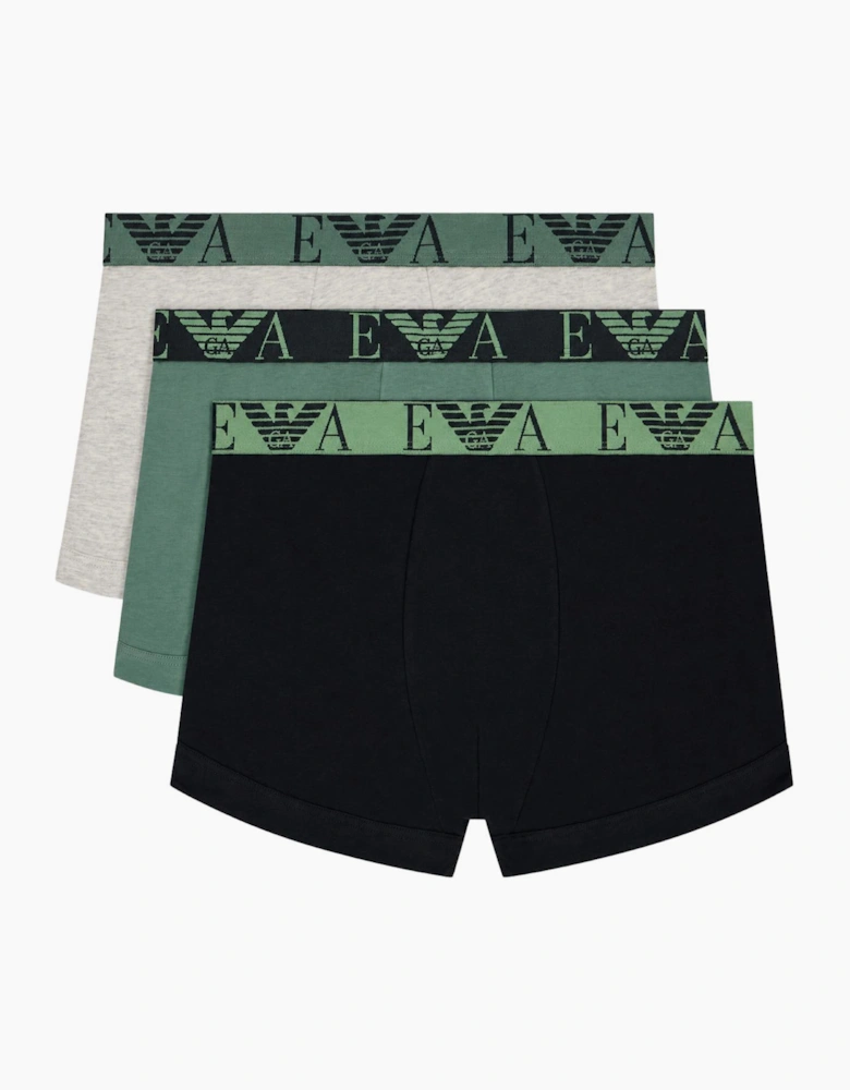 3-Pack Green/Black/Grey Boxer Trunks