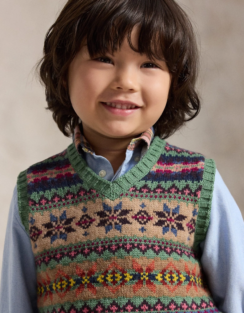 Ralph Lauren Boys Cotton Knit Sweater Vest in Green