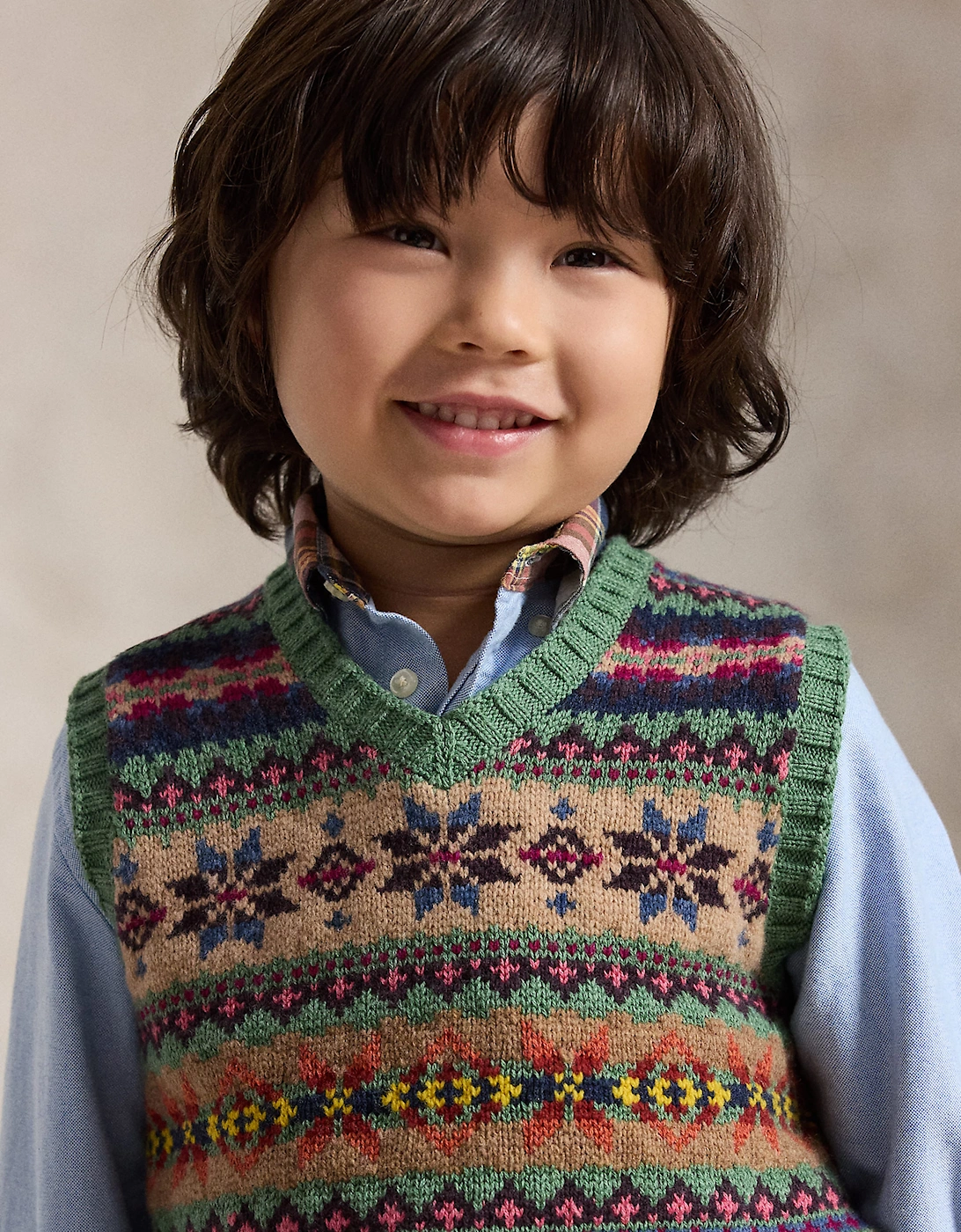 Ralph Lauren Boys Cotton Knit Sweater Vest in Green