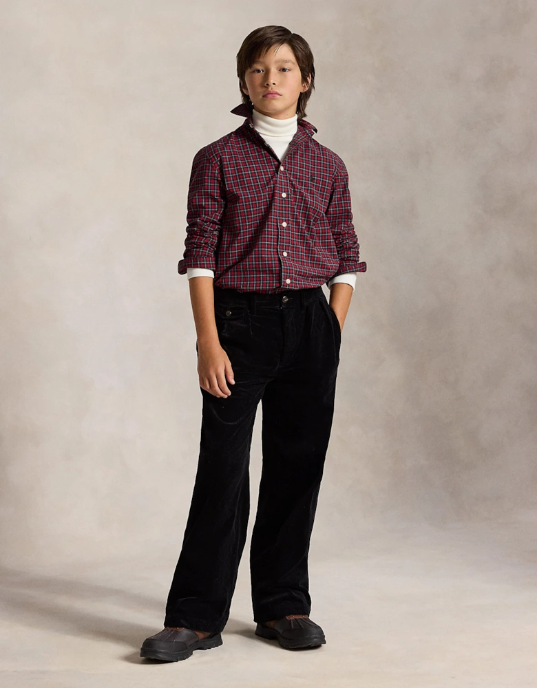 Ralph Lauren Boys Checked Poplin Shirt in Red