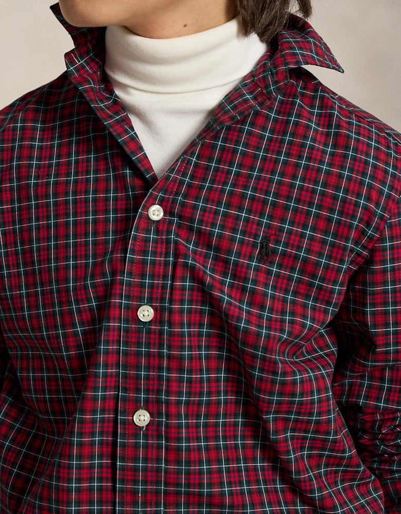 Ralph Lauren Boys Checked Poplin Shirt in Red