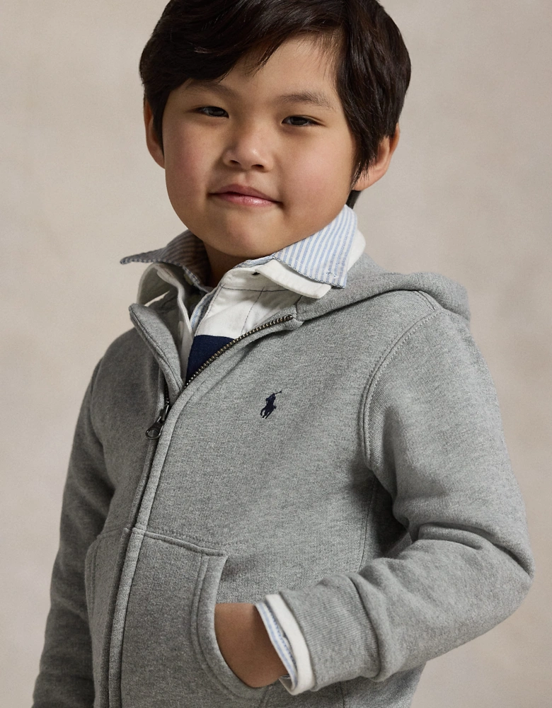 Ralph Lauren Boys Logo Zip Up Top in Grey